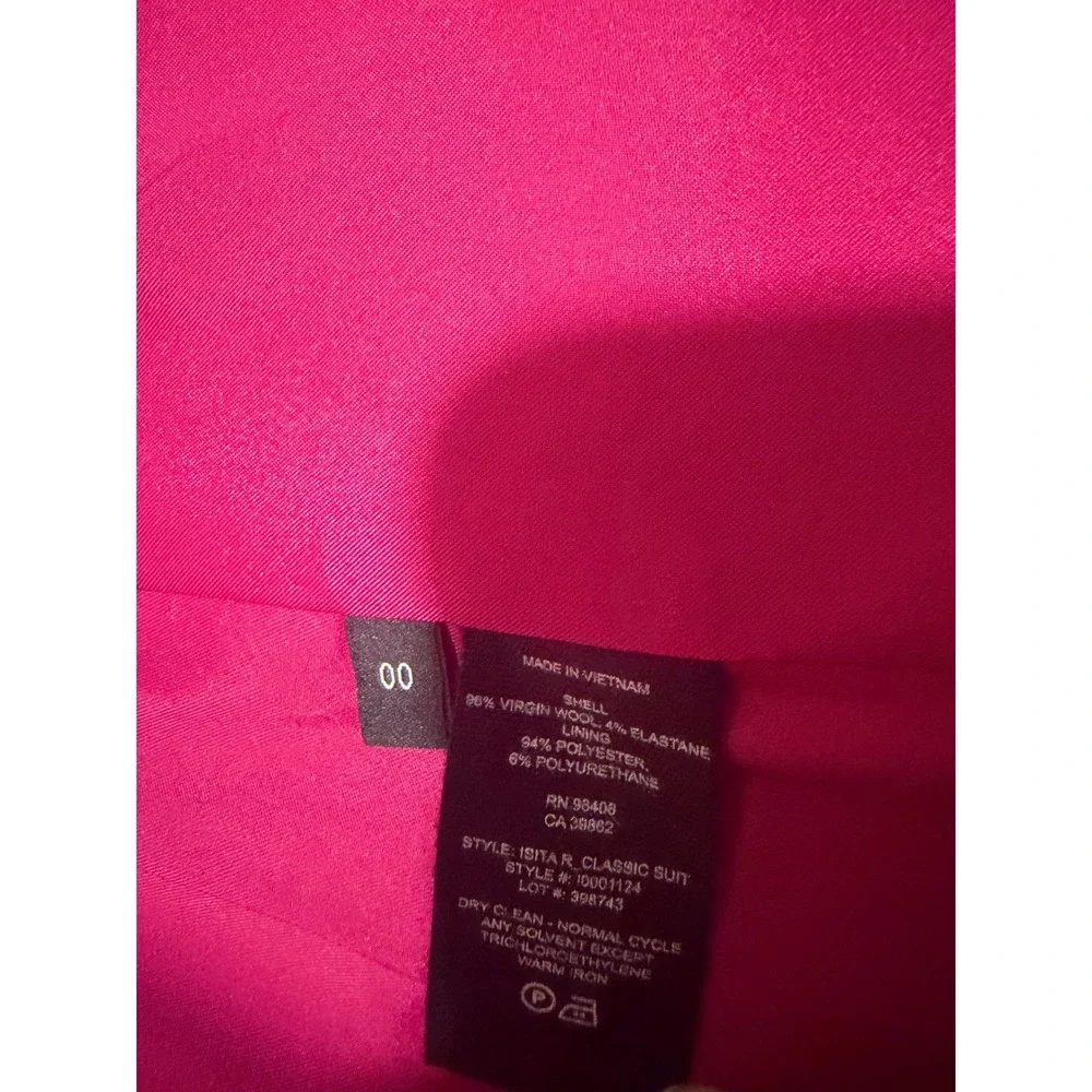 Theory Pink Isita R Classic Suit Blazer Collarless Virgin Wool Jacket Size 00